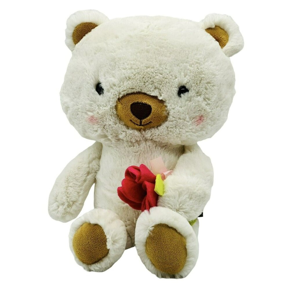 Hallmark White Bear Plush Bella Rose Blushing Teddy 14 inch Love Valentines Day‎